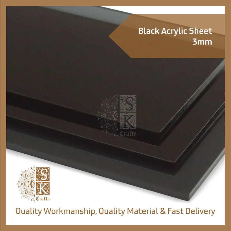 3mm Black Rectangular, Square Acrylic Perspex Plastic Sheet, Contact for Bespoke