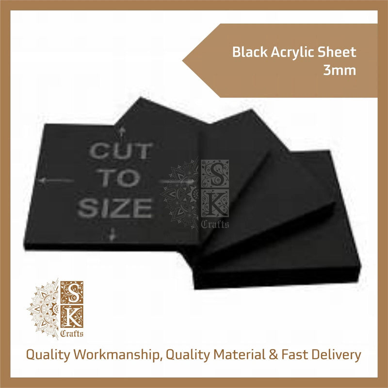 3mm Black Rectangular, Square Acrylic Perspex Plastic Sheet, Contact for Bespoke