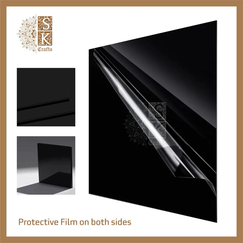 3mm Black Rectangular, Square Acrylic Perspex Plastic Sheet, Contact for Bespoke