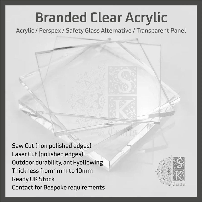 A1 A2 A3 A4 A5 A6 100% Clear Perspex Acrylic Sheet Multipack SAW or LASER CUT