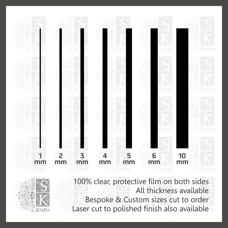 A1 A2 A3 A4 A5 A6 100% Clear Perspex Acrylic Sheet Multipack SAW or LASER CUT