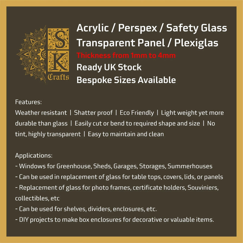 Laser Cut Transparent Acrylic Clear Round Circle Glass Replacement, Cut to Size