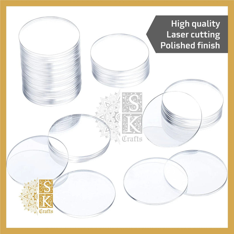1 mm Transparent Clear Laser Cut Acrylic Discs, Contact for Custom Size & Shape
